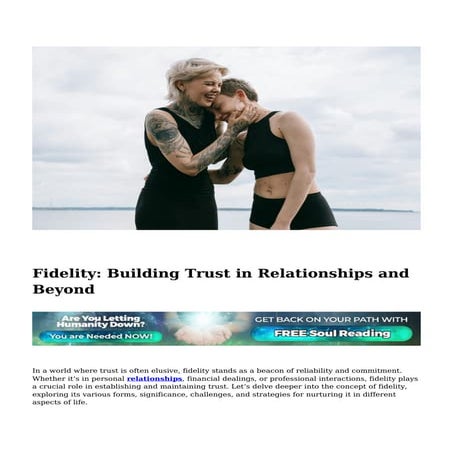 Fidelity: Building Trust in Relationships and Beyond