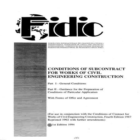 Fidic conditions of subcontract agreement