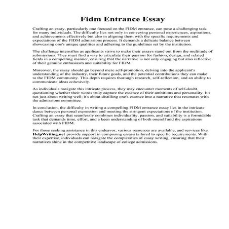 Fidm Entrance Essay