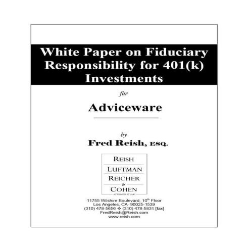 Fiduciary responsibility for 401k investments