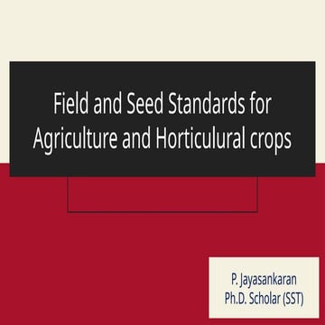 Indian Minimum seed certification standards: Field and Seed Standards for Agr...