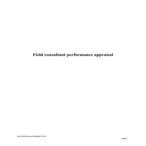 Field consultant performance appraisal