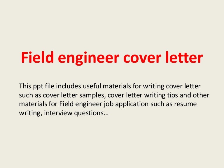 Field engineer cover letter