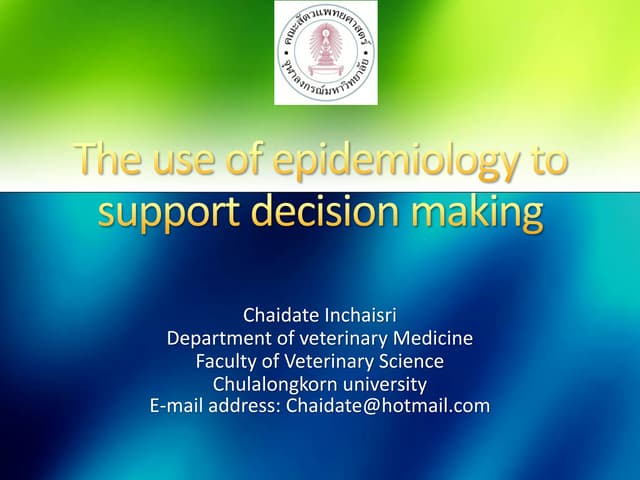 The Use Of Epidemiology To Support Decision Making Ppt The Use Of Epidemiology To Support Decision Making Ppt