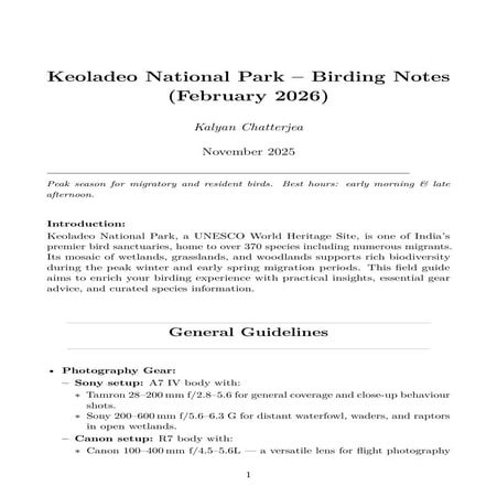 Keoladeo National Park Birding Guide: Illustrated Checklist and Observation Tips