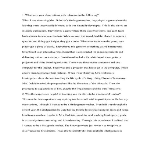 Field observation essay