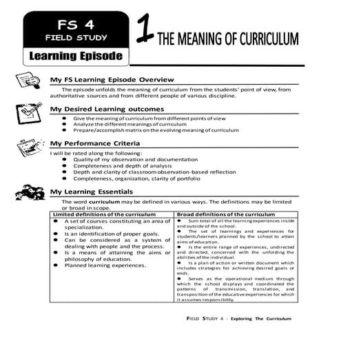 Field Study 4 Exploring the Curriculum | DOCX