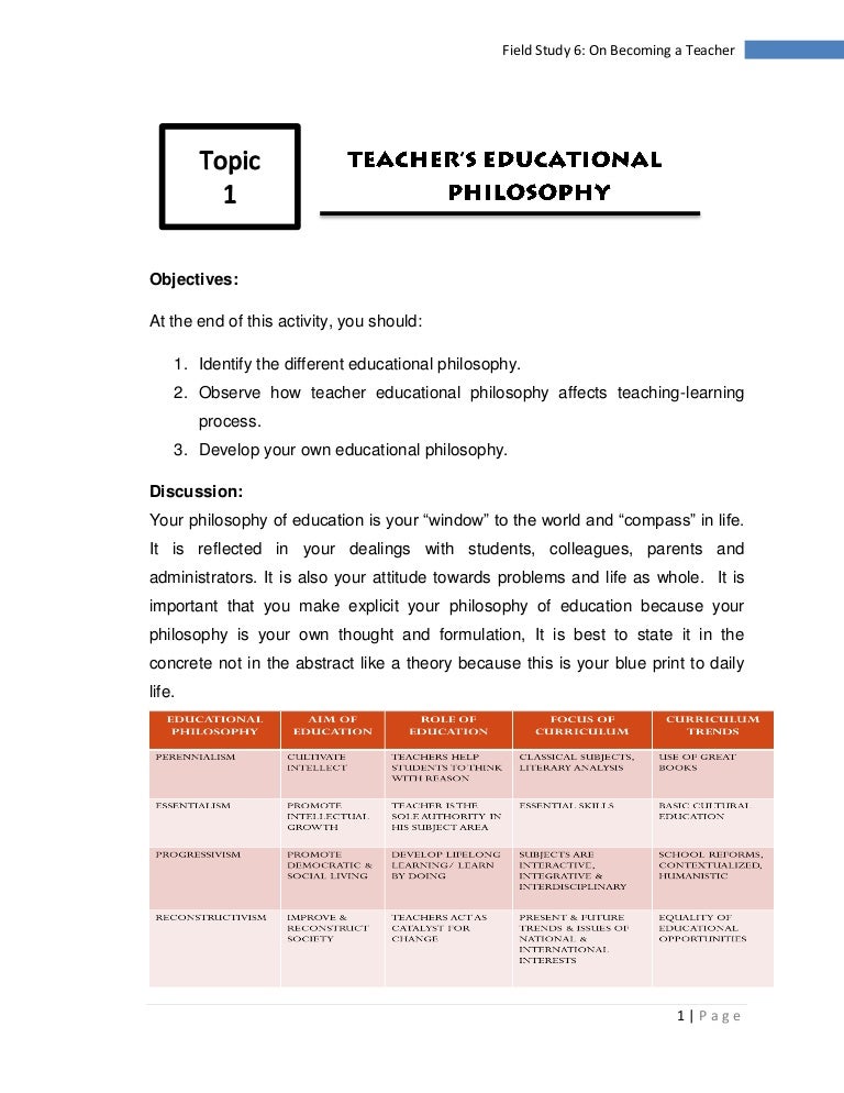 Field study 6 On a Teacher