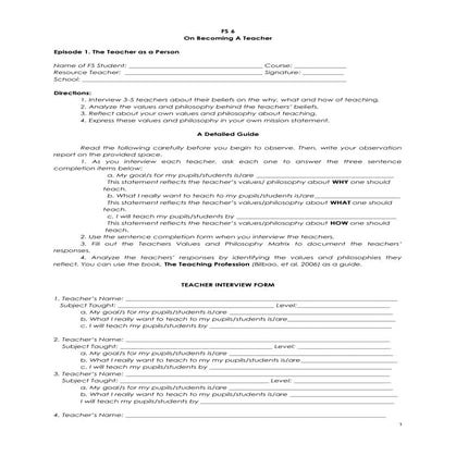 Field study 6: On Becoming A Teacher