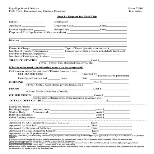 Field Trip Forms