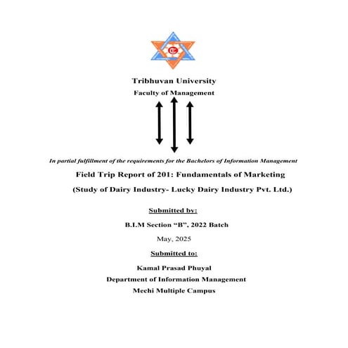 Field Trip Report of Dairy Industry - Lucky Dairy Industry Pvt. Ltd.