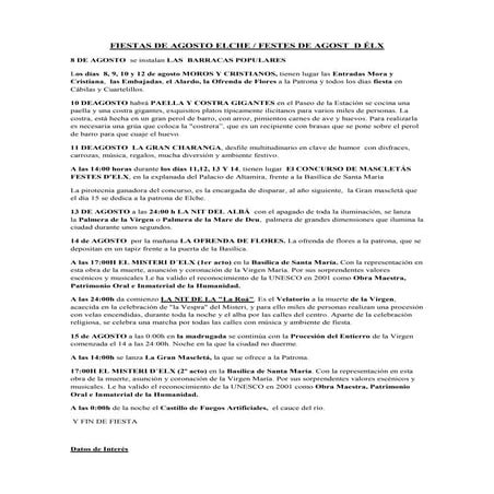 Programa Fiestas de Agosto de Elche 2013