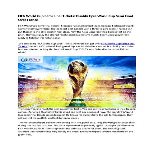FIFA World Cup Semi Final Tickets France Cruise into Third Straight ...