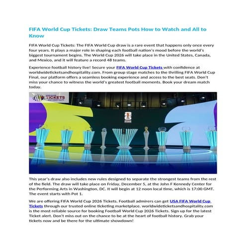 FIFA World Cup Tickets Draw Teams Pots How to Watch and All to Know.docx
