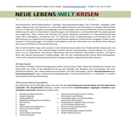 "NEUE LEBENS:WELT:KRISEN" – Call for Contribution