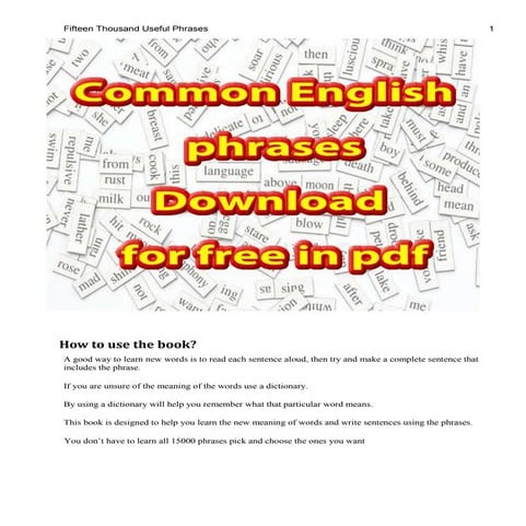 Common English phrases over fifteen thousand to download for free