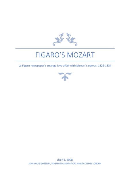 Figaro's Mozart - Le Figaro's strange love affair with Mozart's operas, 1826-1834
