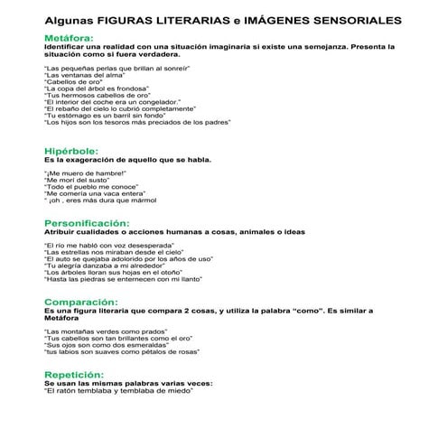 Algunas Figuras literarias e imagenes sensoriales
