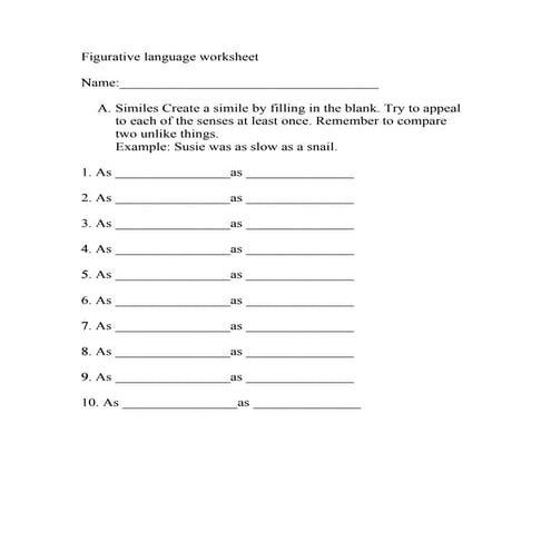 Figurative language worksheet