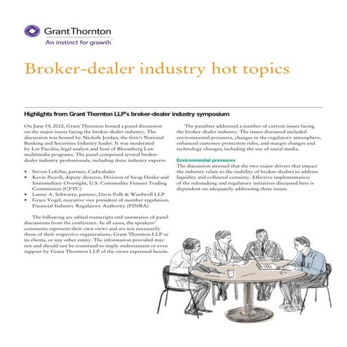 Grant Thornton - Broker-dealer industry Hot Topics - symposium
