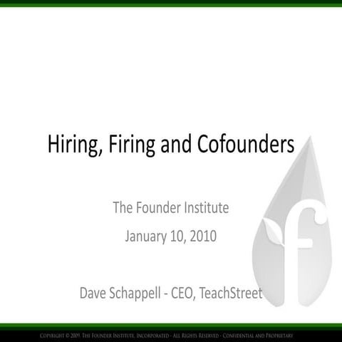 Hiring Firing Startup Employees (Founders Institute)