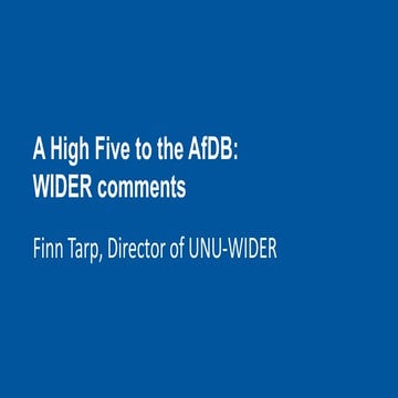 Finn Tarp: A High Five to the AfDB: WIDER comments