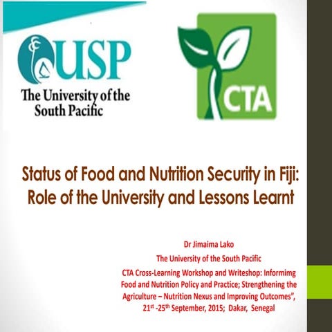 STATUS OF FOOD and NUTRITION SECURITY IN FIJI