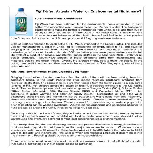 Fiji Water Uni Presentation | PPT