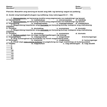 Fil8 1 st quarter exam | DOCX