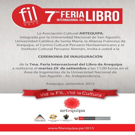 Invitación a la Ceremonia de Inauguración de la FIL Arequipa 2015