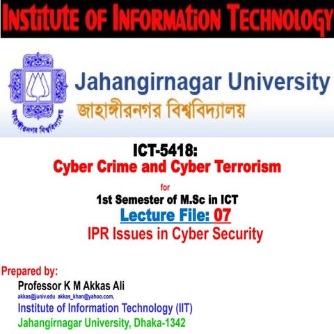 File-07 Intellectual Property Right (IPR) Issues in Cyber Security- ICT-5418 ...