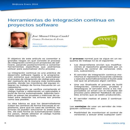 Herramientas de integración continua en proyectos software