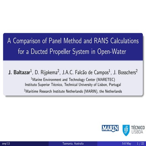 A Comparison of Panel Method and RANS Calculations for a Ducted Propeller Sys...