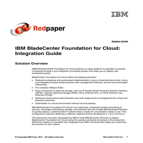 IBM BladeCenter Foundation for Cloud: Integration Guide