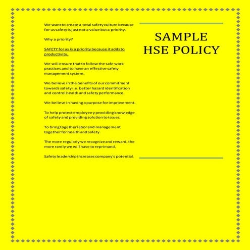 SAMPLE HEALTH SAFETY ENVIRONMENT POLICY | DOCX