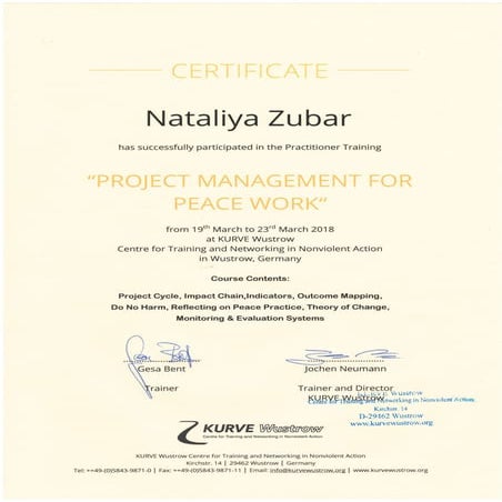 Project Management for Peace Work