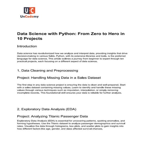 Data Science with Python: From Zero to Hero in 10 Projects | PDF ...