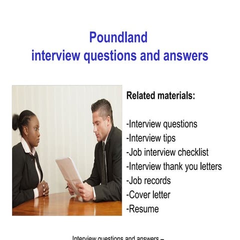 Poundland interview questions and answers | PPT