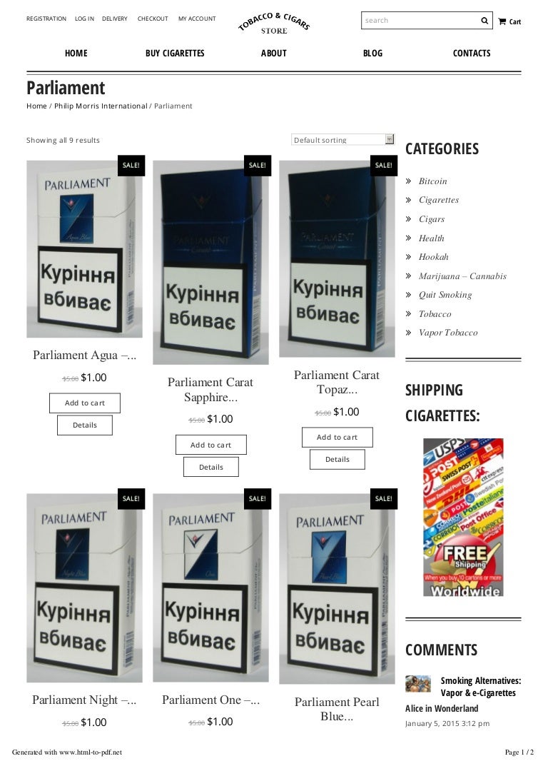 Buy Parliament Cigarettes Online, Cheap, Tax Free and Discounted