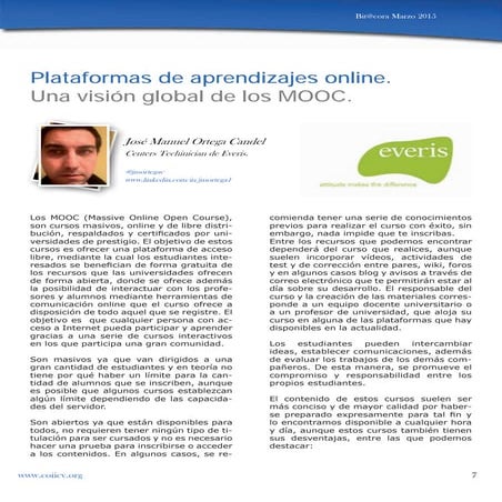 Plataformas de aprendizajes online. Una visión global de los MOOC.