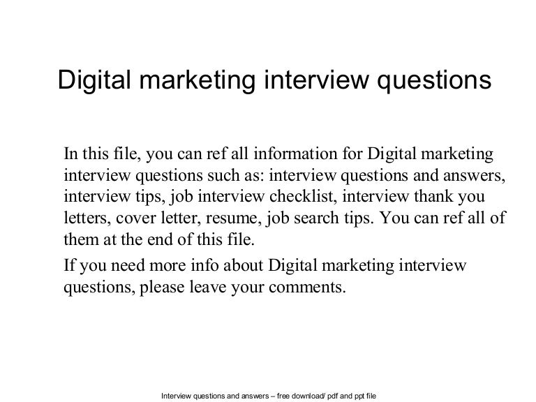 Digital marketing interview questions