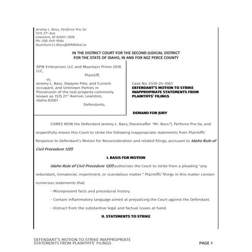 Opinion and Order on Motion to Dismiss and Strike Summons and Complaint ...