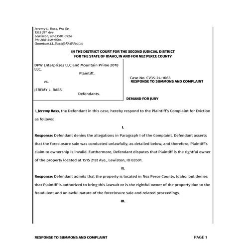 Motion to Dismiss and Strike Summons and Complaint Filed by Defendant ...