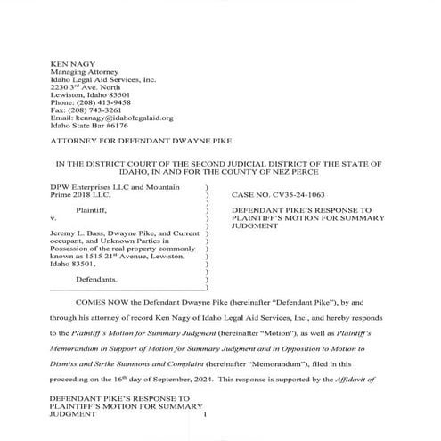 Affidavit of Dwayne Pike in Support of Defendant Pike's Response to ...