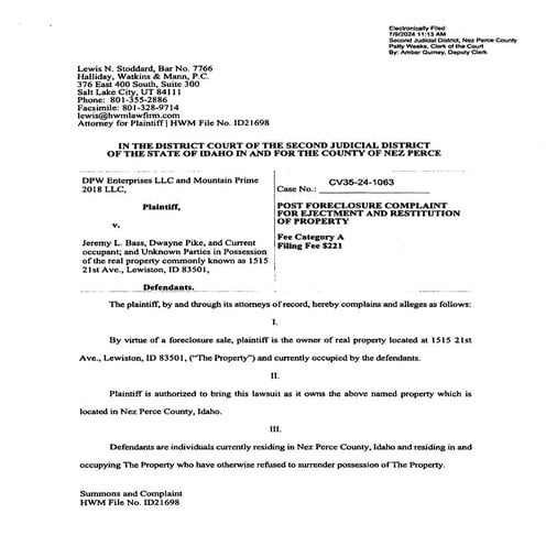 Opinion and Order on Motion to Dismiss and Strike Summons and Complaint ...