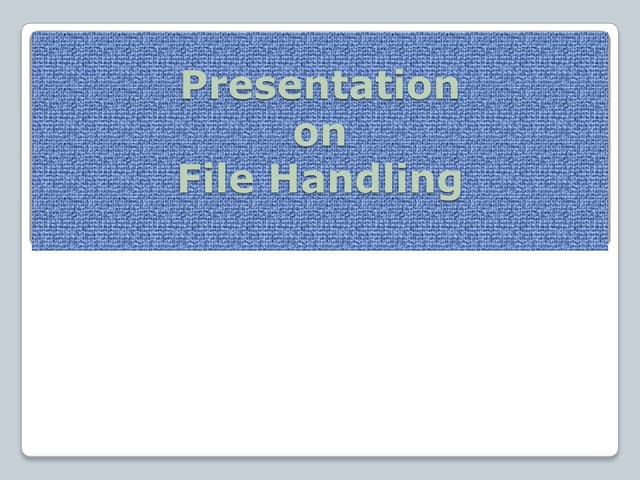 Filehandling