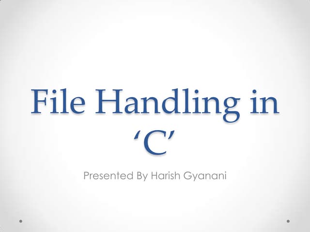 File handling in c language