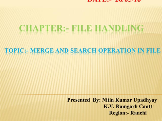 File Handling - N K Upadhyay
