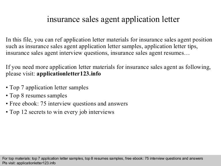 insurance sales agent application letter insurance sales agent application letter
