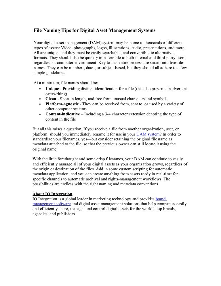 File Naming Tips for Digital Asset Management Systems